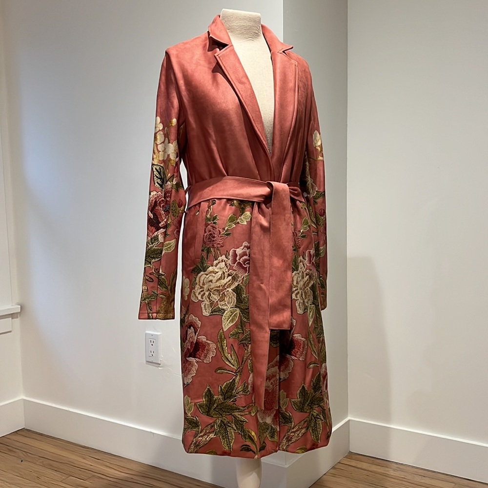 Anthropologie Solitaire suede floral duster